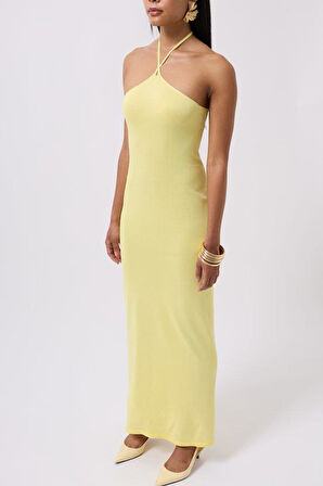 Çapraz Askılı Maxi Elbise
