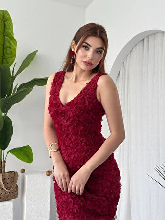 Kren Gül Detaylı Elbise
