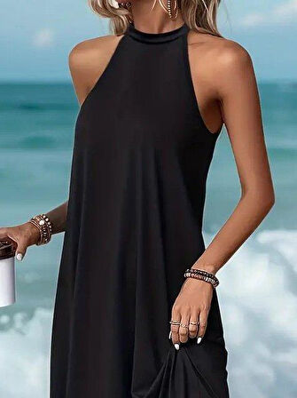 Kadın Daire Yakalı Reglan Kol Viskon Elbise