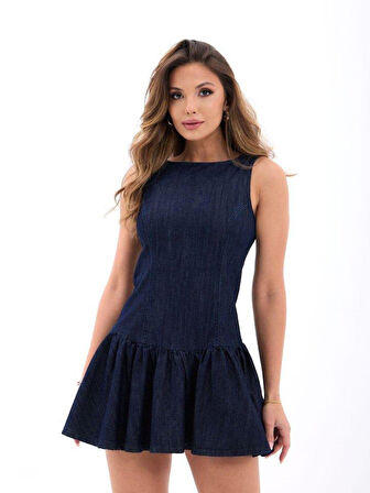 7460 KOT ELBİSE-MAVİ