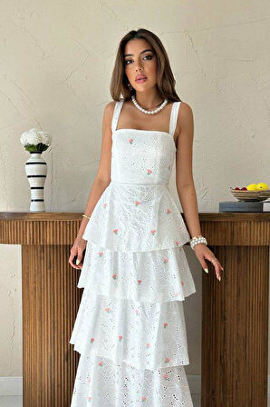 Pembe Kat Kat Arkası Bağlamalı Elbise