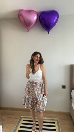 Kadın Askılı V Yakalı üst Dantel Alt Süprem Mini Elbise