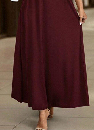 Kadın Uzun Kollu Yakalı önden Fermuarlı Uzun Viskon Iki Iplik Elbise