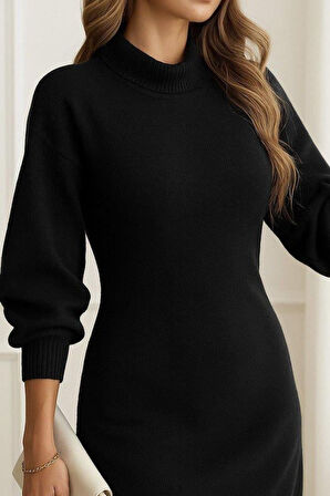 Kadın Uzun Kollu Balıkçı Yaka şardonlu Kaşkorse Elbise