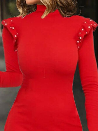 Omuz Inci Detay Kaşkorse Elbise