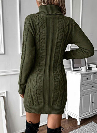 Kadın Balıkçı Yaka Mini Triko Elbise