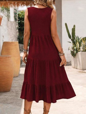 Kadın Askılı V Yakalı önden Düğmeli Midi Bürümcük Elbise