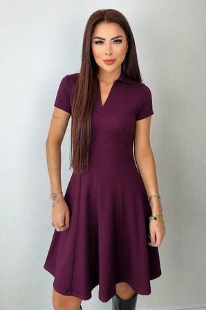 Kadın Kısa Kollu V Yakalı Kısa Modal Elbise