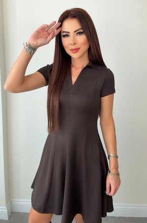 Kadın Kısa Kollu V Yakalı Kısa Modal Elbise