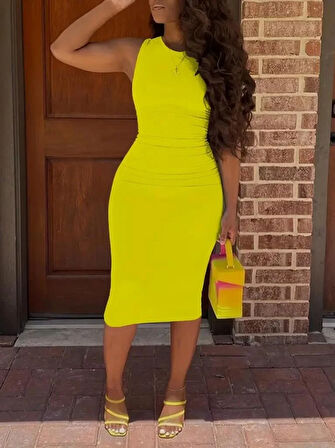 Kadın Bodycon Midi Boy Dalgıç Elbise