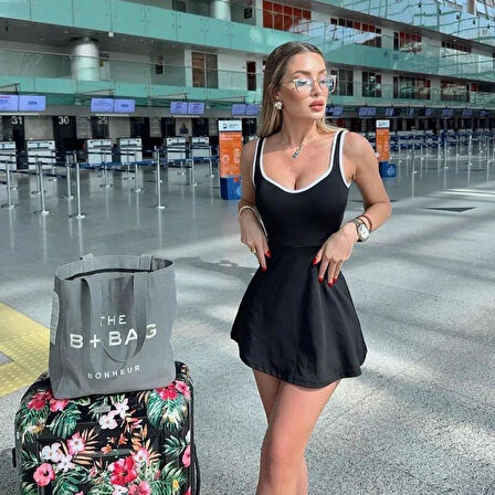 Kadın Modal Kumaş Askılı şortlu Elbise