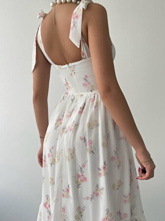 Roseta Bağlamalı Midi Elbise