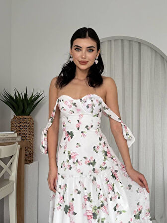 Poses Omuz Bağlamalı Elbise