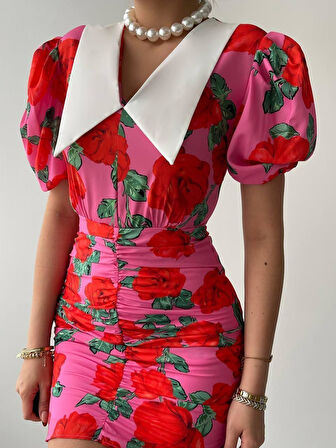 Perast Çiçek Detaylı Elbise