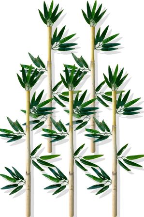 Yapay Yapraklı Dekoratif Bambu Çubuğu 80 Cm 5 Adet Islak Doku