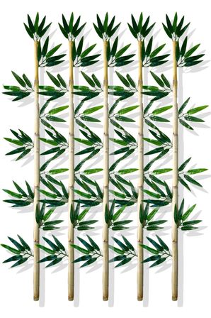 Yapay Yapraklı Dekoratif Bambu Çubuğu 120 Cm 5 Adet Islak Doku
