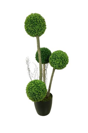 4'lü Çamdalı Şimşir Top 170 Cm Yapay Ağaç 30x30 Metal Saksı