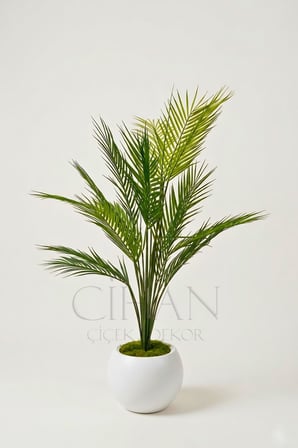 Küre Saksılı 19 Yaprak Yapay Areka Ağacı 100 cm