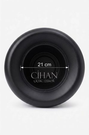 Lüks Lale Tasarım Siyah Plastik Saksı 25L – 38.5x36.5 cm UV Korumalı