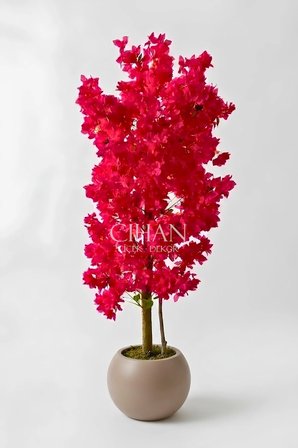 Fuşya Begonvil Yapay Ağaç 180 cm –30x30 Mocha Plastik Küre Saksılı