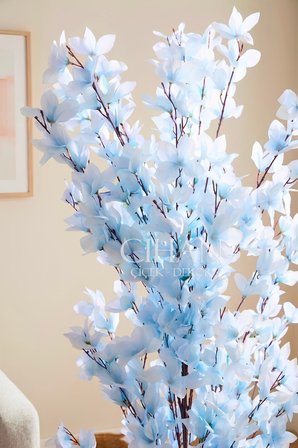 Yapay Açık Mavi Sakura Kiraz Çiçeği Ağacı 120 cm - Küre Plastik Saksılı 27x33 cm Saksı