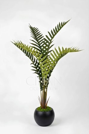 Yapay Premium Areka Palmiyesi Ağacı 150 cm 7 Yapraklı - 27x33 Küre Plastik Saksılı