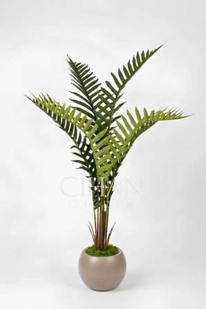 Yapay Premium Areka Palmiyesi Ağacı 150 cm 7 Yapraklı - 27x33 Küre Plastik Saksılı