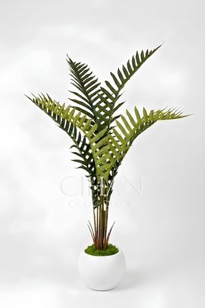 Yapay Premium Areka Palmiyesi Ağacı 150 cm 7 Yapraklı - 27x33 Küre Plastik Saksılı