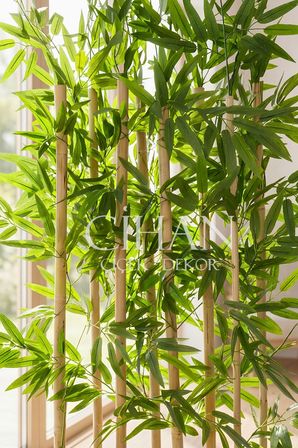 8 Bambulu Yapay Bambu 120 cm - Antrasit MDF 50 cm Ahşap Saksılı