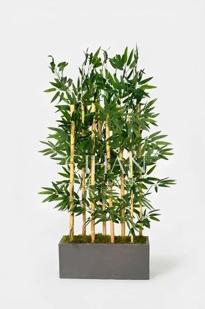 8 Bambulu Yapay Bambu 120 cm - Antrasit MDF 50 cm Ahşap Saksılı