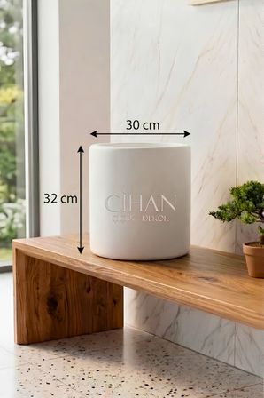 Modern Silindir Plastik Saksı Büyük Boy (32x30 cm) - İç ve Dış Mekan Dekoratif Çiçek Saksısı