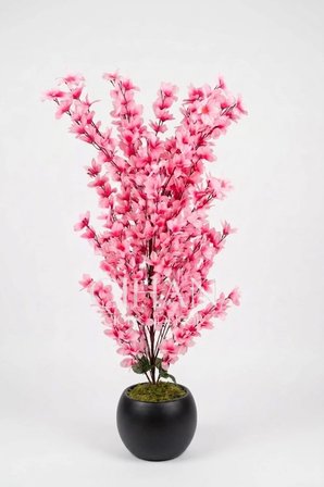 Yapay Pembe Sakura Kiraz Çiçeği Ağacı 120 cm - Küre Plastik Saksılı 27x33 cm Saksı