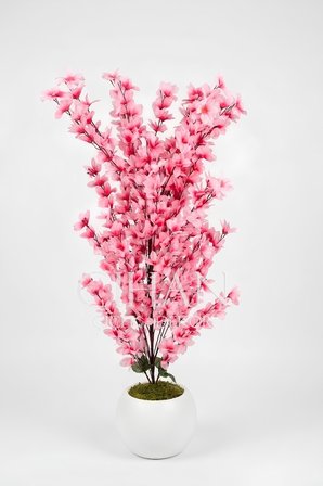 Yapay Pembe Sakura Kiraz Çiçeği Ağacı 120 cm - Küre Plastik Saksılı 27x33 cm Saksı