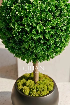 Yapay UV Dayanımlı Şimşir Top Ağacı 100 cm (45 cm Çap) 27x33 cm Küre Saksılı