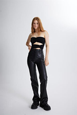 Markano Dolores Deri Pantolon Siyah