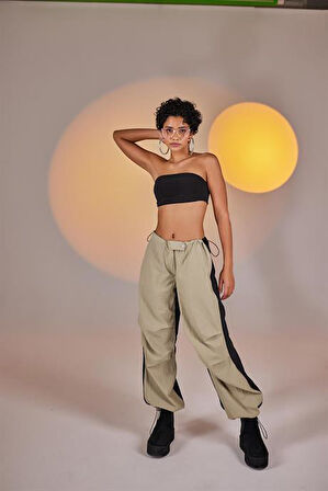 Markano Bicolor Parachute Pantolon Bej