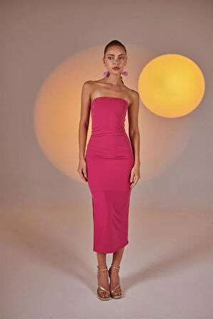 Markano Bodycon Elbise Pembe