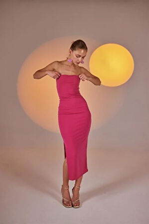 Markano Bodycon Elbise Pembe