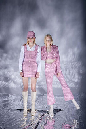 Markano Tweed Pantolon Pembe