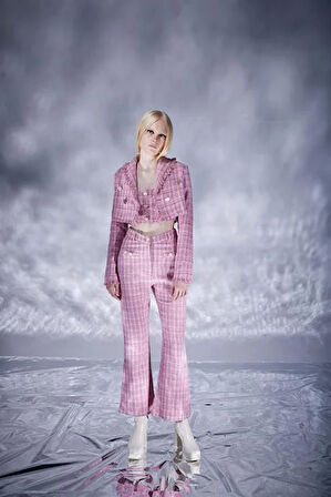 Markano Tweed Pantolon Pembe