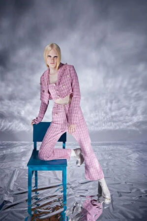 Markano Tweed Pantolon Pembe