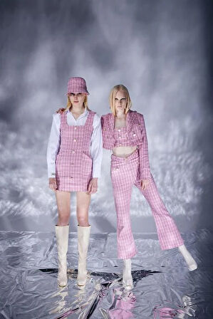 Markano Tweed Pantolon Pembe