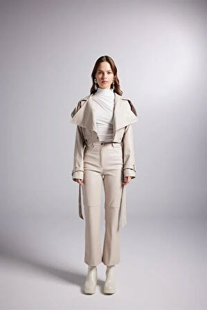 Markano Lucy Deri Pantolon Bej