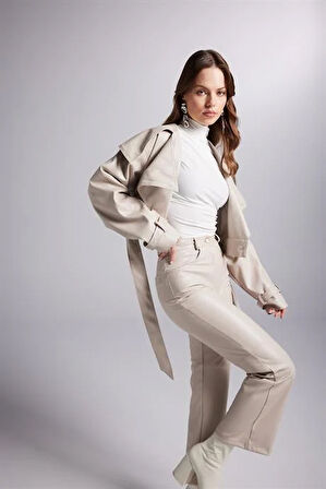 Markano Lucy Deri Pantolon Bej