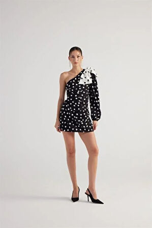 Markano Polka Elbise Siyah