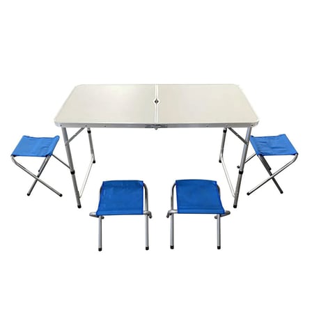 4 Tabureli Katlanır Kamp Masa Seti Şemsiyeli 6 Parça