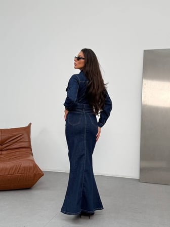 Kadın Denim Uzun Maxi Elbise