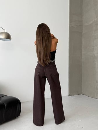 Wide Leg Kadın Jean Pantolon %100 Cotton Yüksek Bel Bol Paça