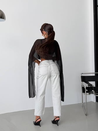 Kadın Yırtık Detaylı Mom Jean Pantolon