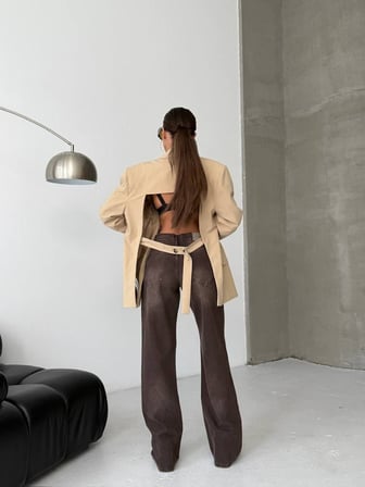 Kadın Yüksek Bel Wide Leg Jean Pantolon %100 Pamuk
